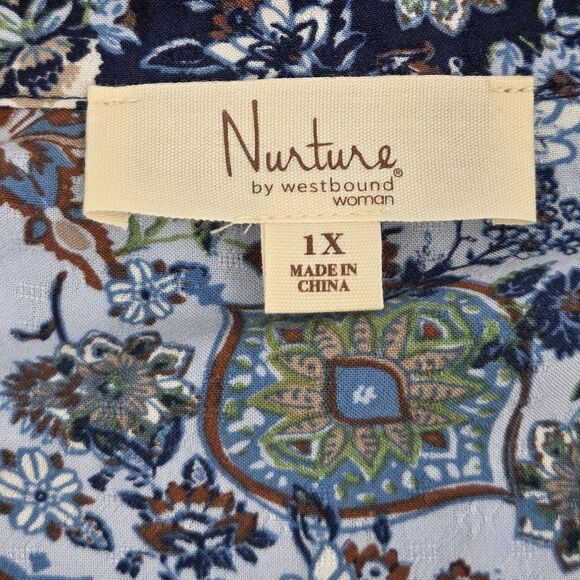 Nurture Westbound Patchwork Floral Button Up Down Shirt Womens Plus Size 1X Boho - Picture 4 of 8